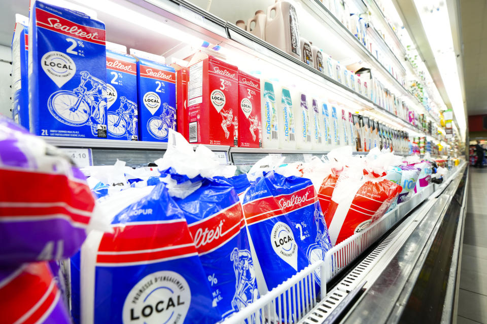 Milk and dairy products are displayed for sale at a grocery store in Aylmer, Que., on Thursday, May 26, 2022. THE CANADIAN PRESS/Sean Kilpatrick