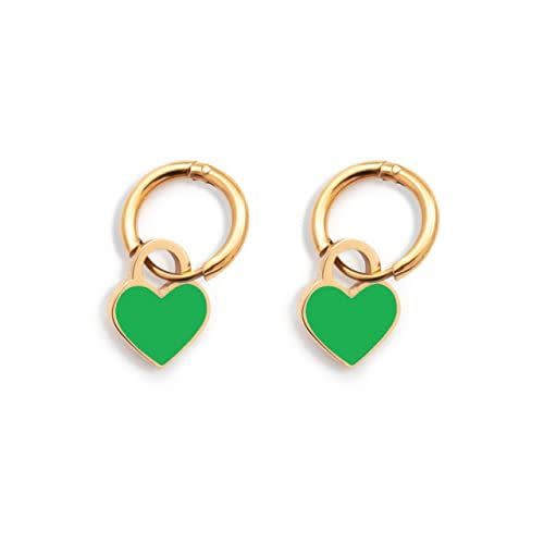 2) Green Heart Earrings