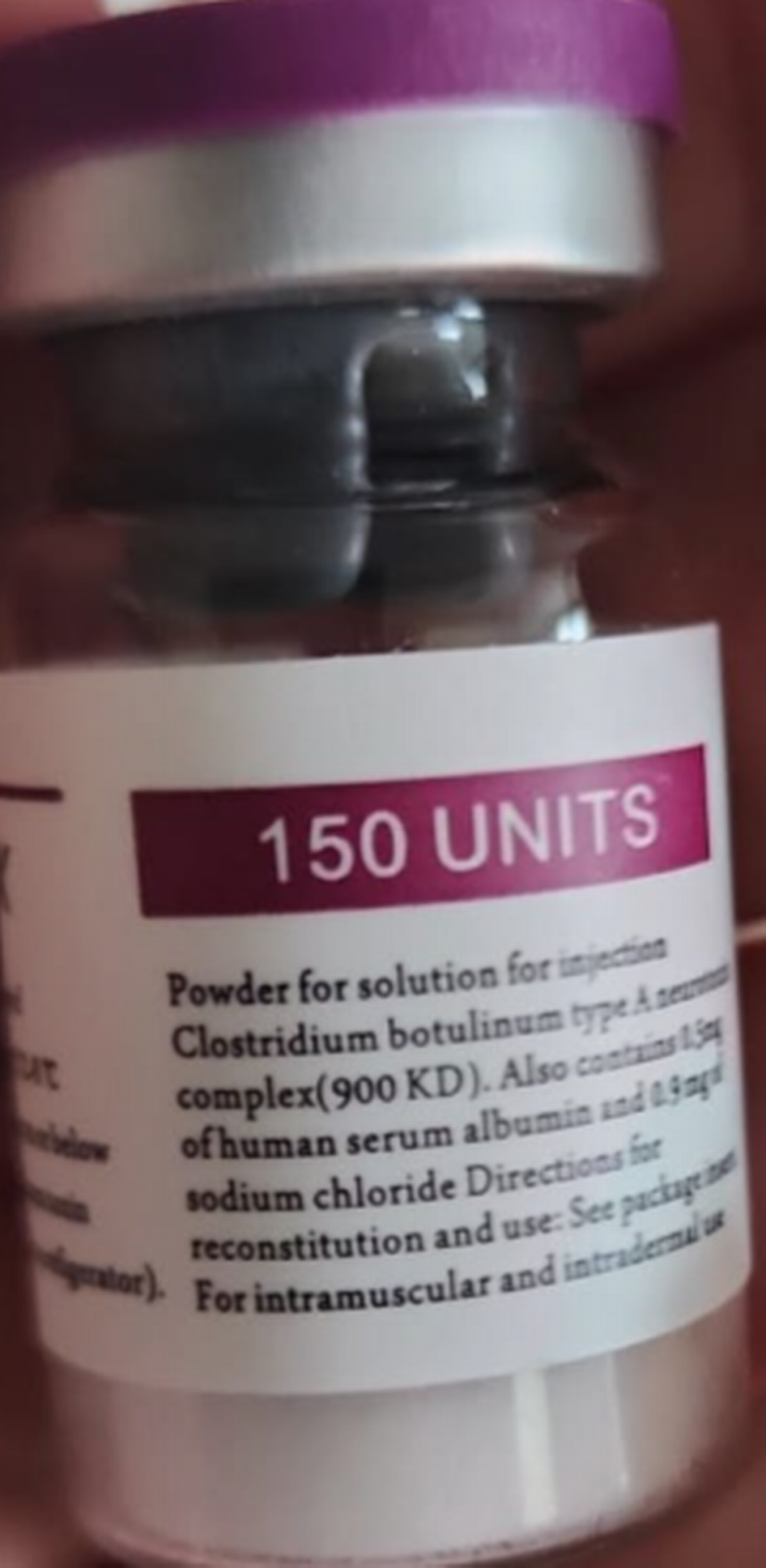 The FDA says neither of the companies that produce actual Botox have 150-unit bottles.