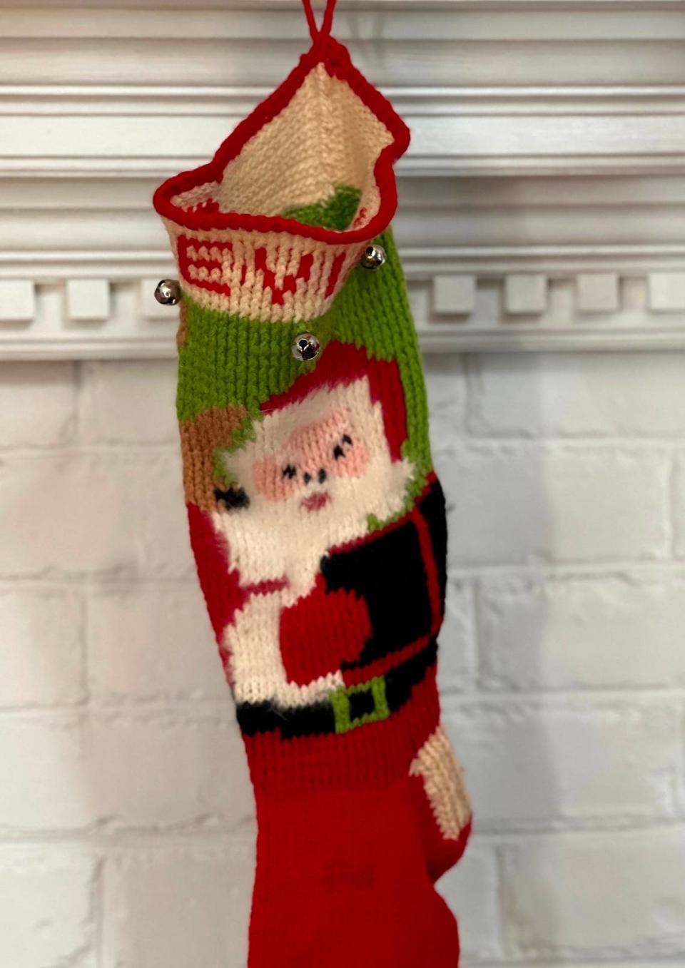 Kevin Keister’s first Christmas stocking, bearing no traces of coal dust. His grandmother was a nurse who helped with his birth, and the stocking was made for him by his grandmother’s friend, also a nurse.