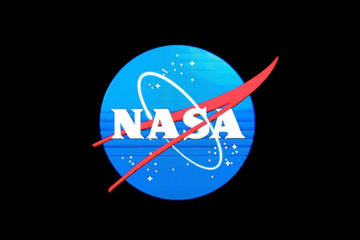 NASA logo exhibited at Qualcomm stand during the Mobile World Congress (MWC) the biggest trade show of the sector focused on mobile devices, 5G, IOT, AI and big data, celebrated in Barcelona, on March 3, 2022 in Barcelona, Spain.