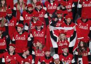 Canada's athletes enter the stadium during the closing ceremony for the 2014 Sochi Winter Olympics February 23, 2014. REUTERS/Issei Kato (RUSSIA - Tags: OLYMPICS SPORT)