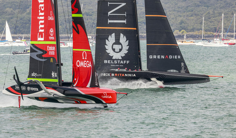Emirates Team New Zealand and Ineos Team UK compete in the 36th America's Cup in Auckland, New Zealand December 18, 2020