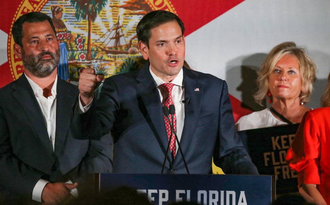 Senator Marco Rubio speaks at the “Keep Florida Free Tour” at Milander Center for the Arts & Entertainment in Hialeah on Tuesday, August 23, 2022.