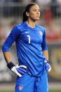 Hope Solo #1 of the USA stands in goal during the game against China at PPL Park on May 27, 2012 in Chester, Pennsylvania. USA won 4-1. (Photo by Drew Hallowell/Getty Images)