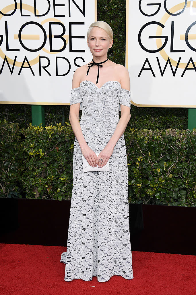 Michelle Williams in Louis Vuitton. (Photo: Getty Images)