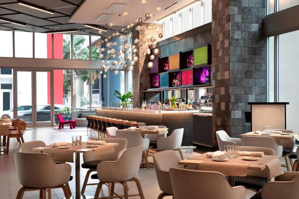 The restaurant Vela, on the ground floor of the Yotel Miami.