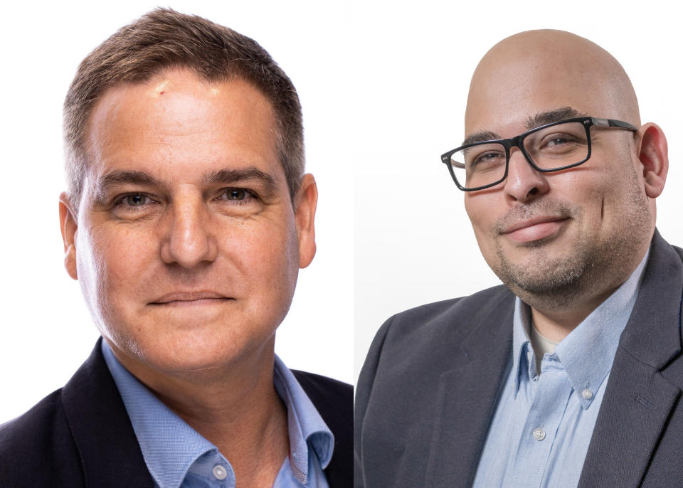 Headshots of Brett Stoneham and Armando Orellano of Riedel.