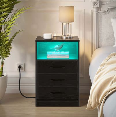 Orren Ellis nightstand with built-in charging and LED lights (37% off)