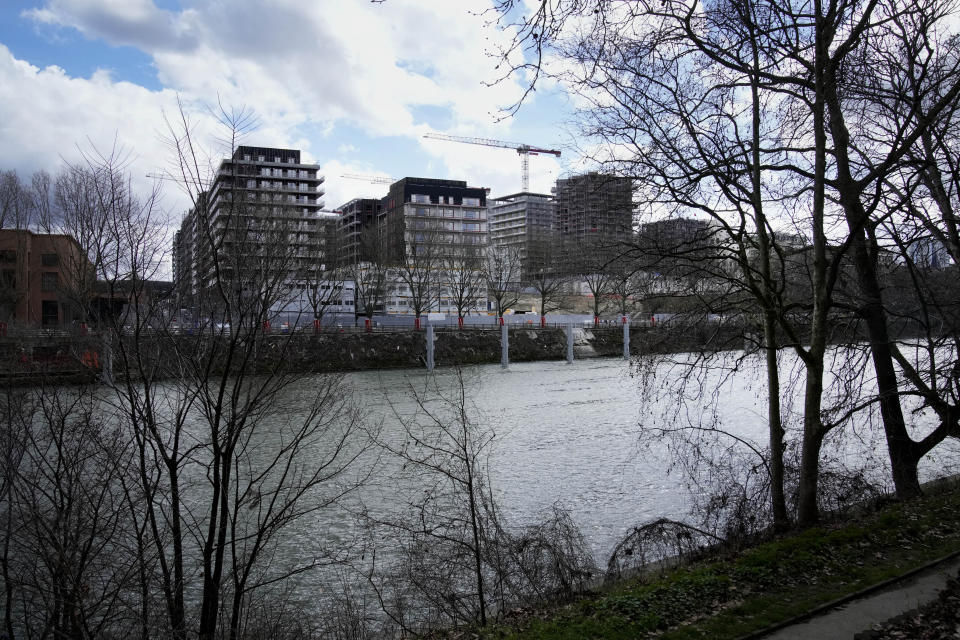 The Olympic athletes' village construction site is pictured In Saint Denis, outside Paris, Saturday, March 18, 2023. Some Paris 2024 Olympic hopefuls have expressed concern over the lack of air conditioning units in the athletes' village that will be home for thousands of athletes and sports officials during next year's Summer Games. (AP Photo/Christophe Ena)