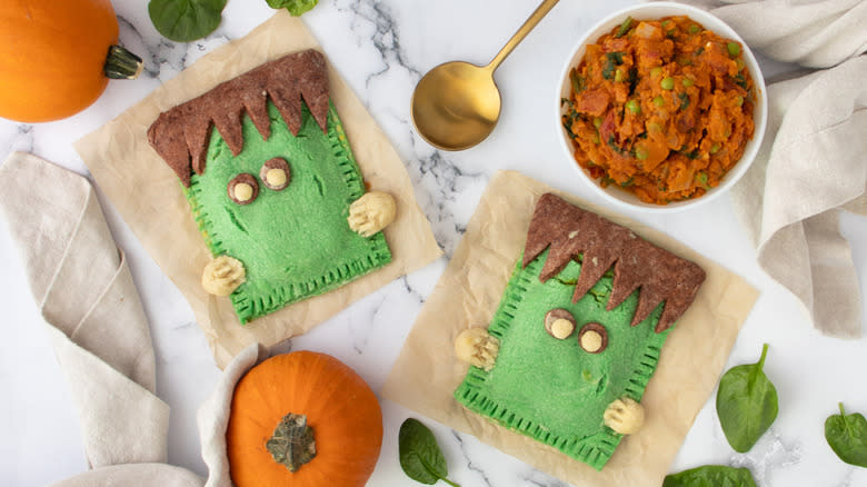 Frankenstein hand pies with decorations