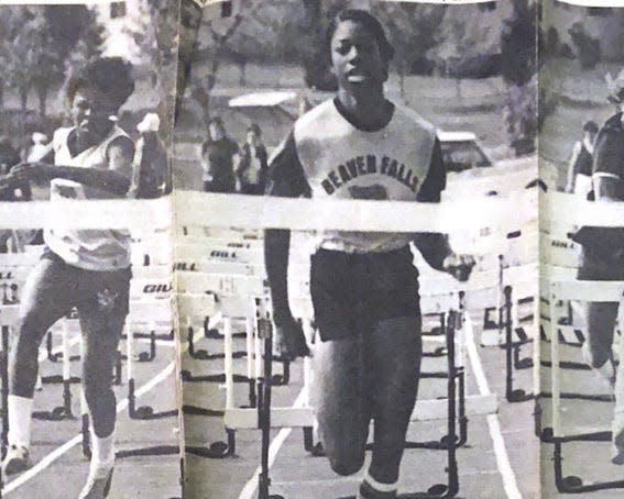 1980 Olympian Candy Young pictured as part of the track team for Beaver Falls High School.