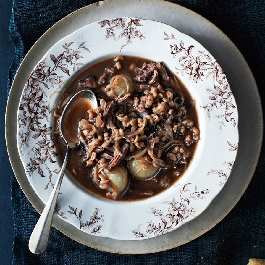 Oxtail Soup with Onions and Barley