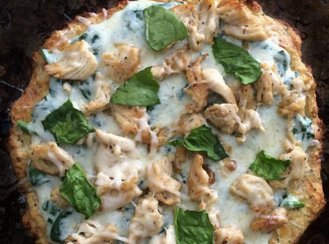 Grilled Chicken and Spinach Keto Pizza