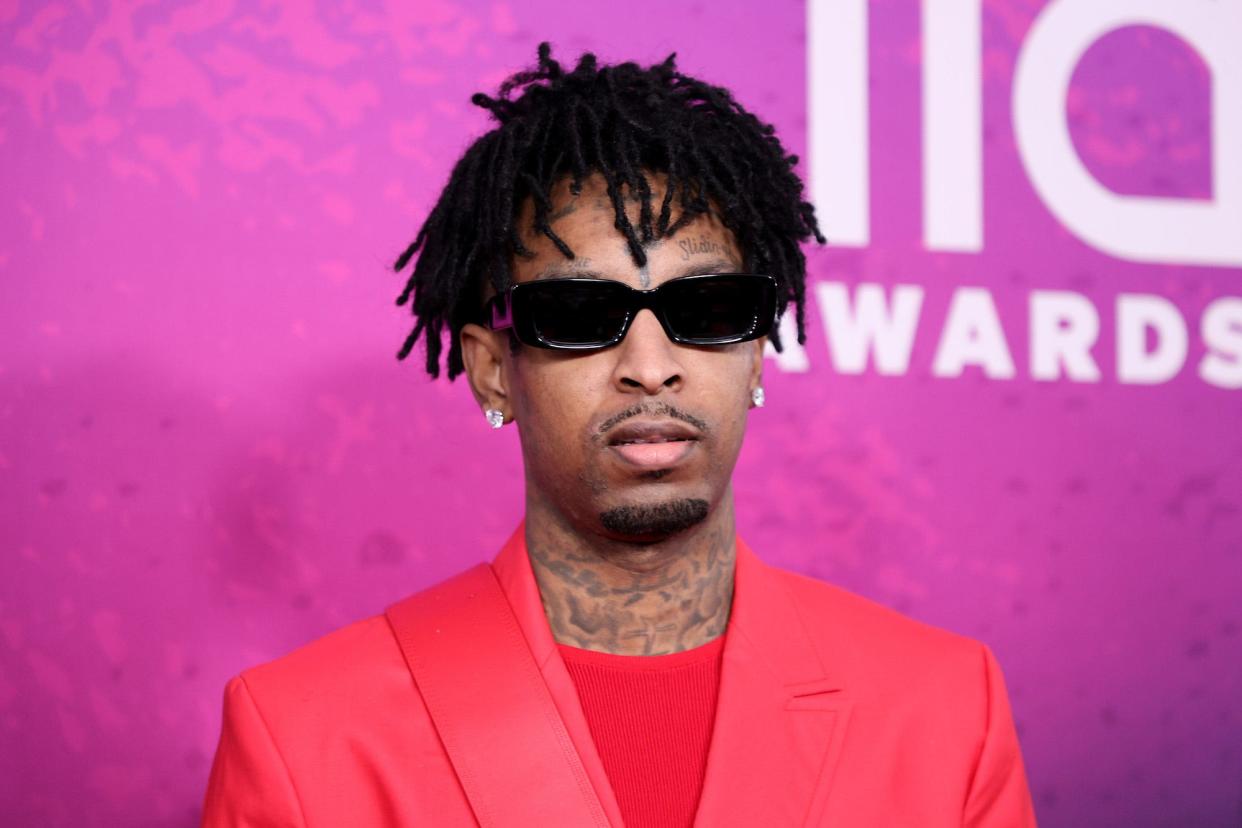 21 Savage attends The “2021 Soul Train Awards” Presented By BET at The Apollo Theater on November 20, 2021 in New York City.