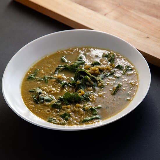 Slow Cooker Indian-Spiced Red Lentil Soup with Swiss Chard