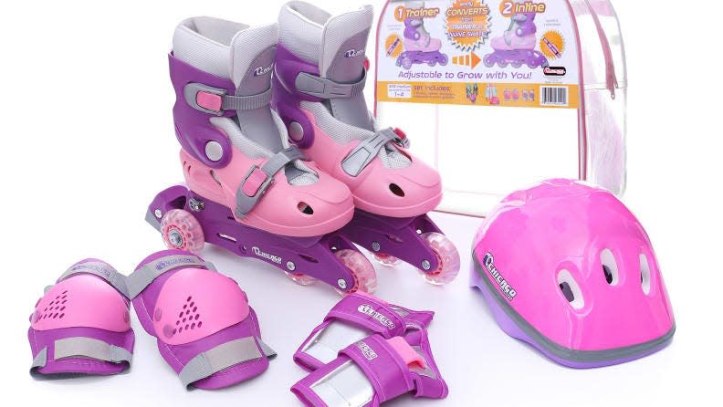 This set has all the equipment kids need to learn to roller skate.
