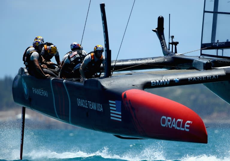 Oracle Team USA skippered by Jimmy Spithill, seen in action during the America's Cup race in Hamilton, Bermuda, on June 18, 2017