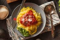 <p>Our experts put together an illustrated guide to all the ways you can cook spaghetti squash, including a microwave hack that works for gourds of any size. Afterwards, simply use your fork to score a plateful of delicious faux noodles that can be paired with <a href="https://www.goodhousekeeping.com/health/diet-nutrition/g32971830/healthiest-sauces/" rel="nofollow noopener" target="_blank" data-ylk="slk:one of your favorite canned sauces;elm:context_link;itc:0;sec:content-canvas" class="link ">one of your favorite canned sauces</a>. </p><p><a href="https://www.goodhousekeeping.com/food-recipes/cooking/g4809/how-to-make-spaghetti-squash/" rel="nofollow noopener" target="_blank" data-ylk="slk:Learn how to cook spaghetti squash in the microwave »;elm:context_link;itc:0;sec:content-canvas" class="link "><em>Learn how to cook spaghetti squash in the microwave »</em></a></p>