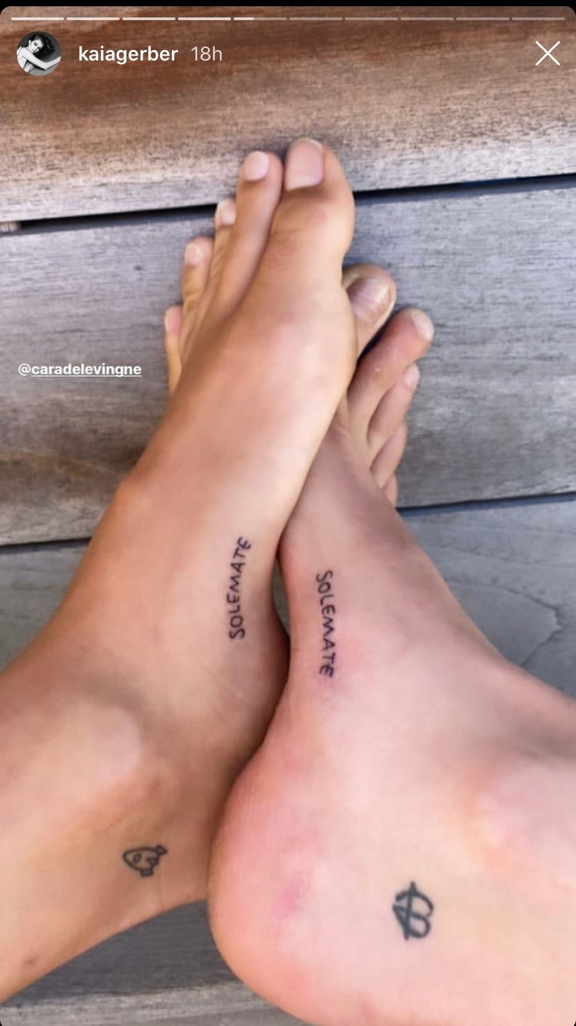 Kaia Gerber and Cara Delevingne’s Matching Foot Tattoos