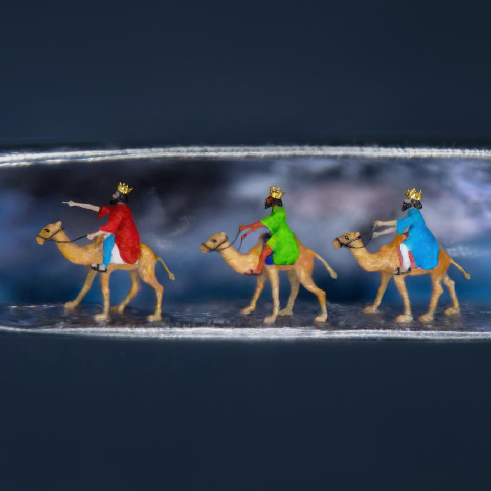 Image of three wise men inside the eye of the needle