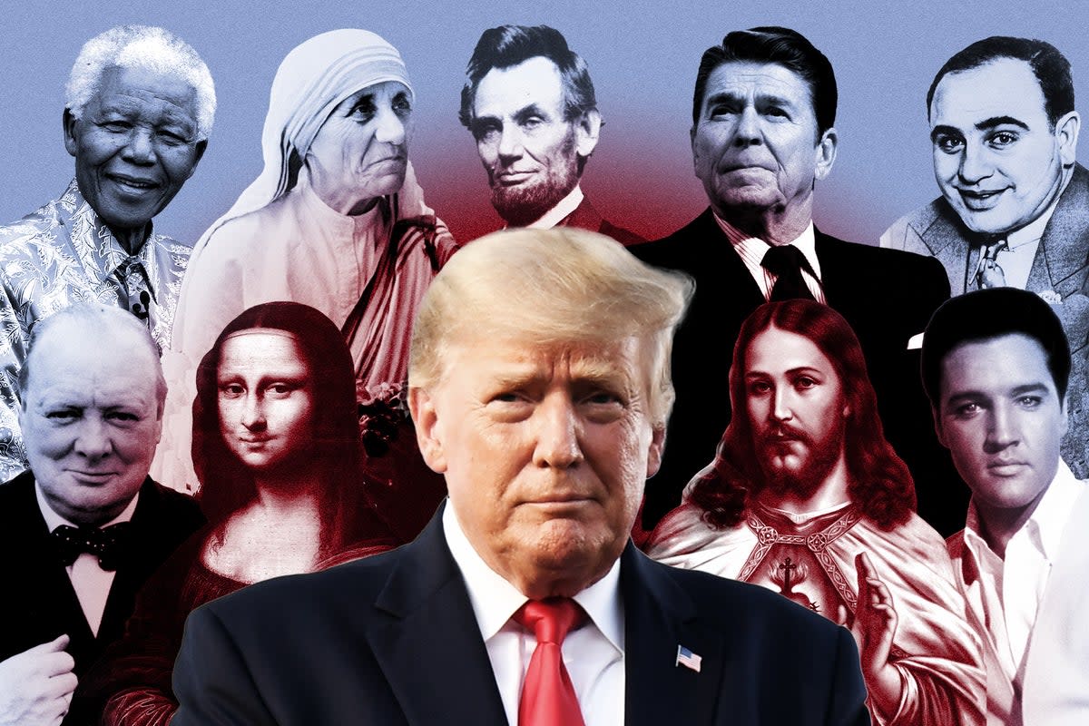 Donald Trump has compared himself to a dizzying array of historical figures from Mother Teresa and Abraham Lincoln to Elvis and Jesus (Credit: Melissa Cross)  (Getty)