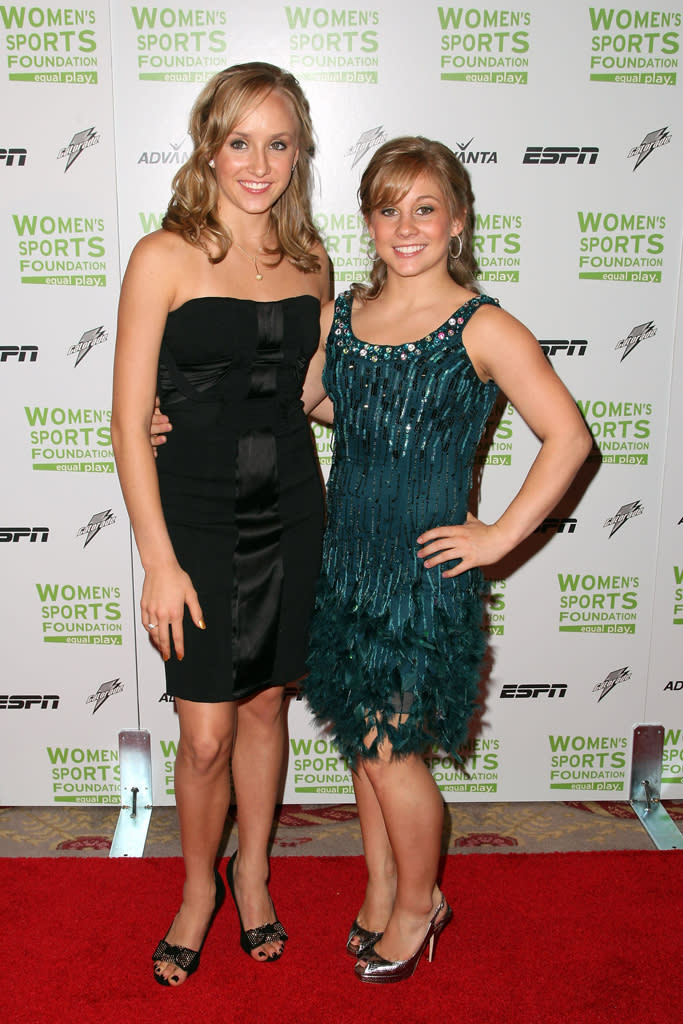 (L-R) Gymnasts Nastia Liukin and Shawn Johnson attend the 29th annual Salute to Women in Sports Awards presented by the Women's Sports Foundation at The Waldorf-Astoria Hotel on October 14, 2008 in New York City.