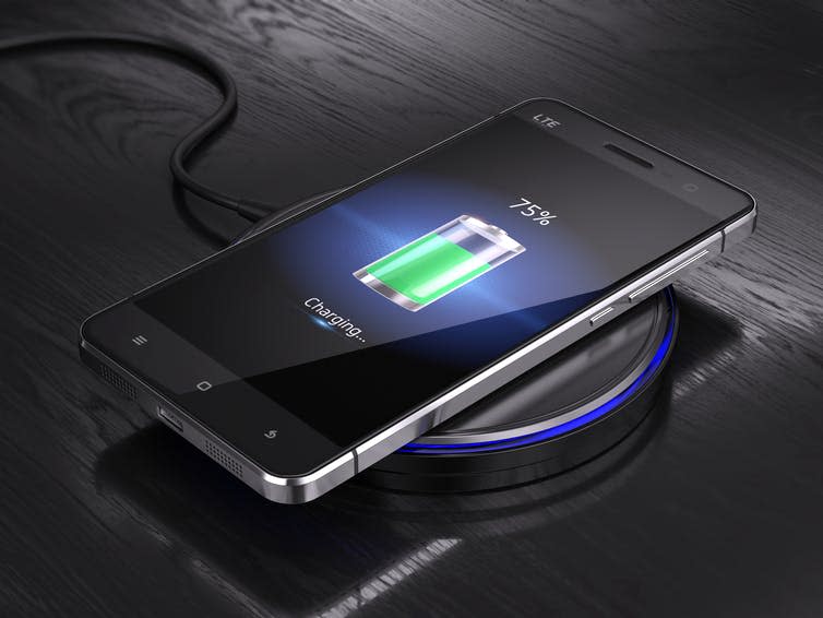 <span class="caption">Lithium-ion batteries enabled the smartphone revolution.</span> <span class="attribution"><a class="link " href="https://www.shutterstock.com/image-illustration/wireless-charging-smartphone-3d-render-370105112?src=bEgBfz8O_Ut7mH-PgCjdYg-1-39" rel="nofollow noopener" target="_blank" data-ylk="slk:Sashkin/Shutterstock;elm:context_link;itc:0;sec:content-canvas">Sashkin/Shutterstock</a></span>