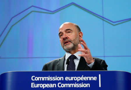 European Commissioner for Economic and Financial Affairs Pierre Moscovici presents the EU executive's economic forecasts during a news conference at the EU Commission headquarters in Brussels, Belgium February 7, 2019. REUTERS/Francois Lenoir