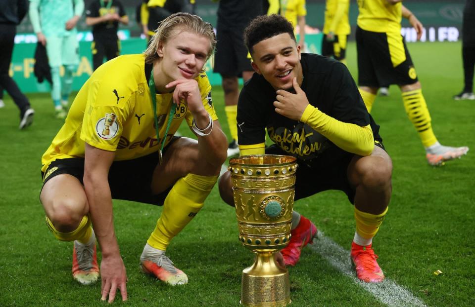 Erling Haaland will hope for a smoother transition to the Premier League than his former Dortmund teammate Jadon Sancho (Getty Images)