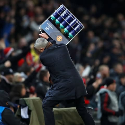 Mourinho hurling  - Credit: REUTERS