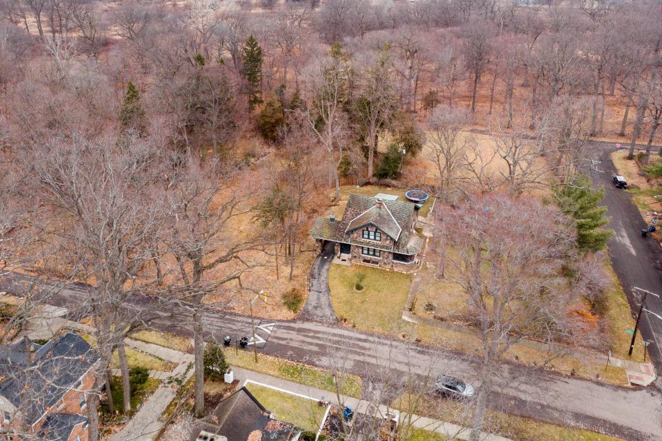 Aerial view of 22322 Roxford in Detroit.