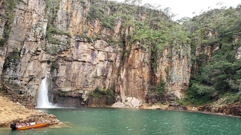 Canyon rock face collapses on tourists at Brazil waterfall