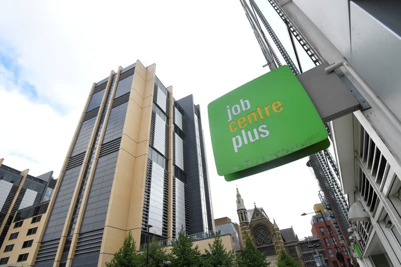 FILE PHOTO: A sign outside a branch of Britain's employment agency in London