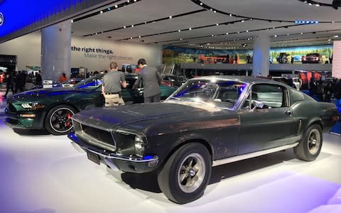 Ford Mustangs at Detroit auto show Jan 2018