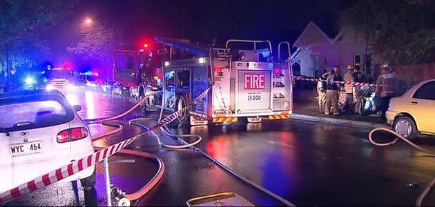 An elderly woman was pulled from this Mile End house during a fire last night. Photo: 7News.