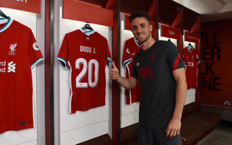 New signing Diogo Jota of Liverpool at Anfield on September 19, 2020 in Liverpool, England. - GETTY IMAGES