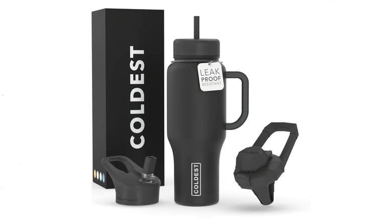 Black Coldest limitless water bottle on a white background