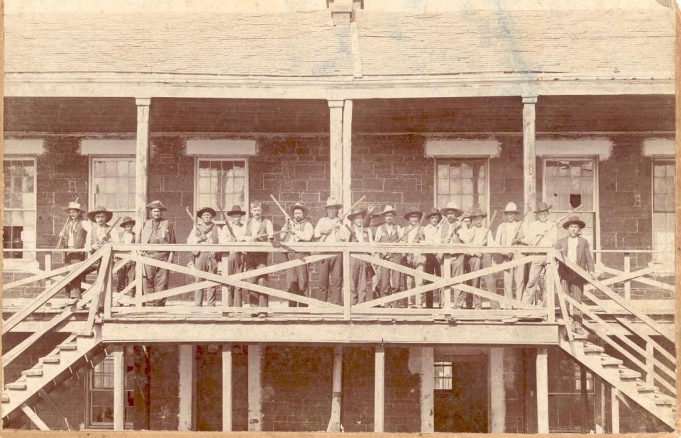 Lighthorsemen guarding the Cherokee Outlet Payment at Fort Gibson, Indian Territory. Photo by Macurdy Photo Company, Lehigh, Indian Territory, circa 1894. PROVIDED/OKLAHOMA HISTORICAL SOCIETY