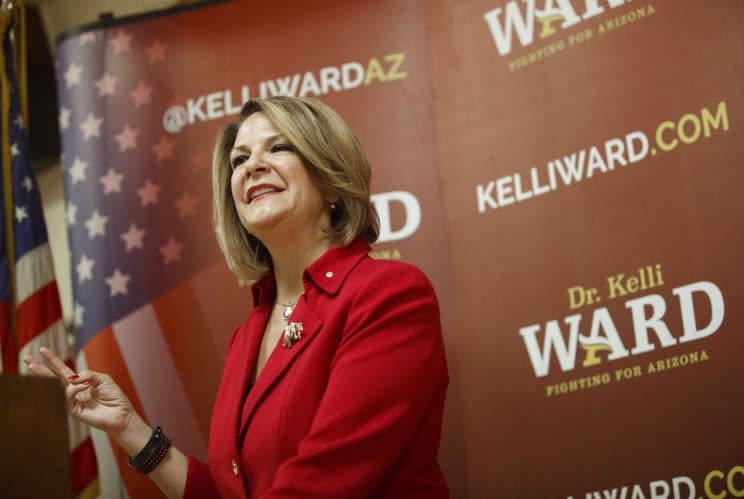 Kelli Ward, a former senator from Arizona, speaks during a campaign stop in Phoenix, Ariz., in 2016. (Photo: Patrick T. Fallon/Bloomberg via Getty Images)