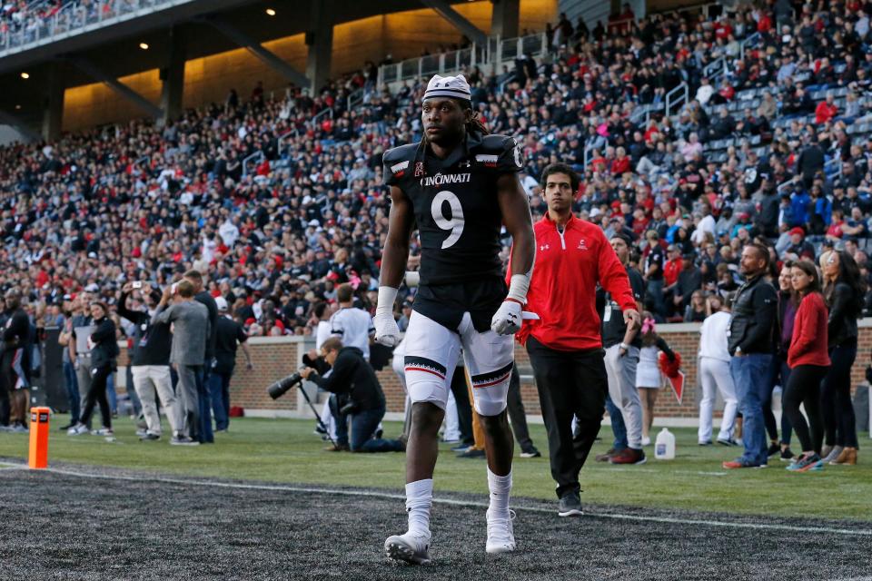 Cincinnati cornerback Arquon Bush (9) looks to lead the Bearcats past in-state rival Miami on Saturday in the 126th Battle for the Victory Bell.