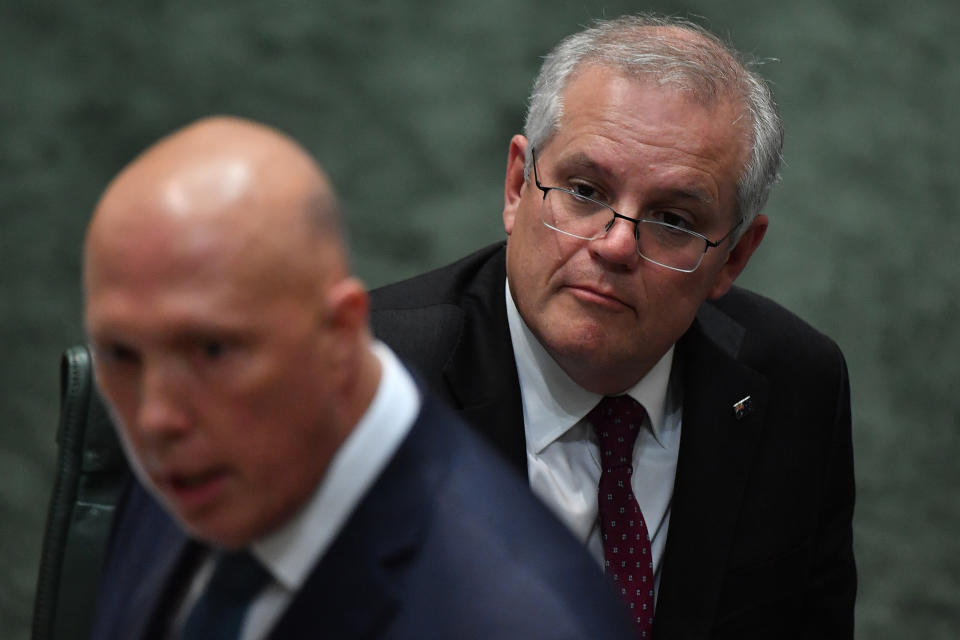 Defence minister Peter Dutton has previously sought the top job but lost out to Scott Morrison in a party-room vote. Source: Getty