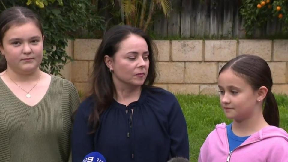 A Perth mother and her two daughters spent hours in hospital after they were allegedly served insect repellant instead of juice at a restaurant in Nedlands., Michelle Lemin said she ordered cranberry juice for her daughters Hannah and Oliva at Miky's Italian Restaurant in Nedlands., "The cranberry juice came, and as usual my daughters went to gulp it down, and they both spat it out and said 'it's poisoned!'" Michele claims. Picture: 9News