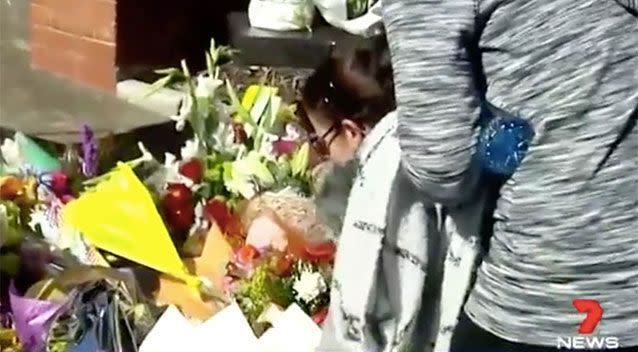 Susie Forte laid flowers outside police headquarters. Source: 7 News