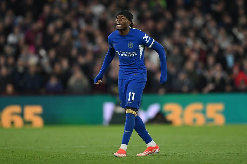 Noni Madueke celebrates scoring for Chelsea