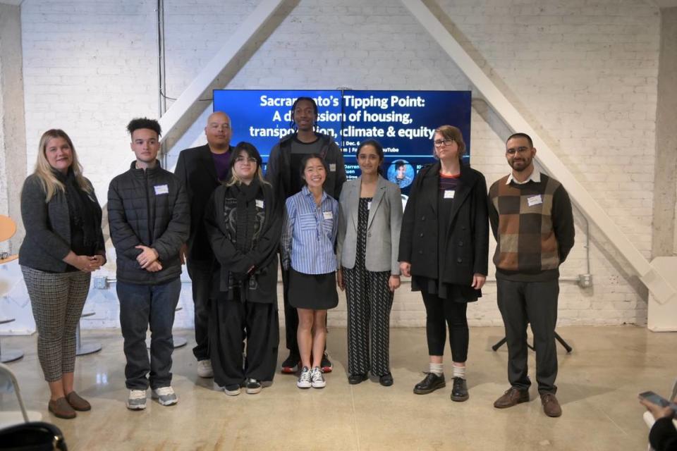 Winners of The Sacramento Bee’s climate grant gather at the Tipping Point event on Wednesday at The Bee’s office. Pictured left to right: Jessica Martin, Joseph Williams, Joe Flores, Miranda Navarro and Mekhi Durr (Sacramento New Technology High School); Addie Luong and Shagun Juthani (Environmental Impact Club at Vista del Lago High School in Folsom); and Katie McCannon and Ivan Caballero (350 Sacramento).