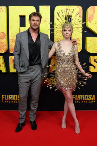 <p>Brendon Thorne/Getty Images</p> Chris Hemsworth and Anya Taylor-Joy on May 2, 2024