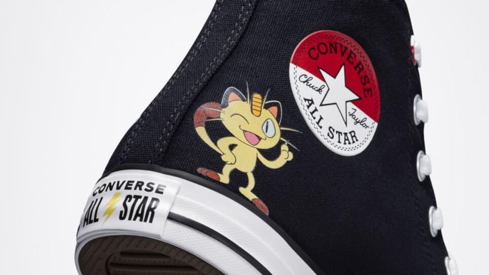 Meowth on a sneaker from the new Pokemon shoes Converse collection