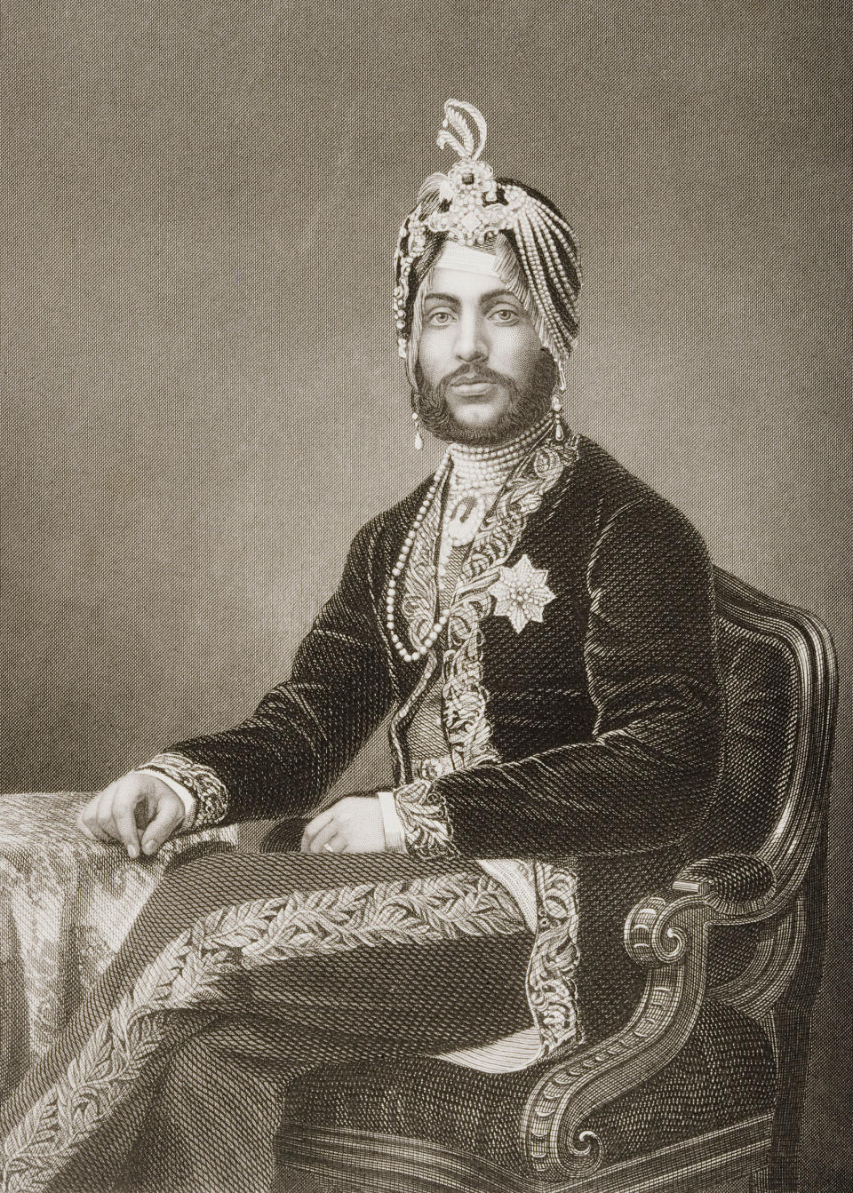 Duleep Singh, Maharajah of Lahore, 1837-1893. Engraved by D.J. Pound from a photograph by Mayall. From the book "The Drawing-Room Portrait Gallery of Eminent Personages" Published in London 1859.<span class="copyright">Universal History Archive/Getty Images</span>