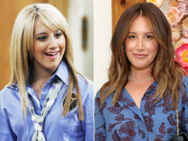 <p>Disney Channel / Courtesy: Everett Collection ; Phillip Faraone/Getty</p> Left: Ashley Tisdale in 'The Suite Life of Zack and Cody'. Right: Ashley Tisdale at Anastasia Beverly Hills Mother's Day Celebration on May 13, 2023 in Los Angeles, California